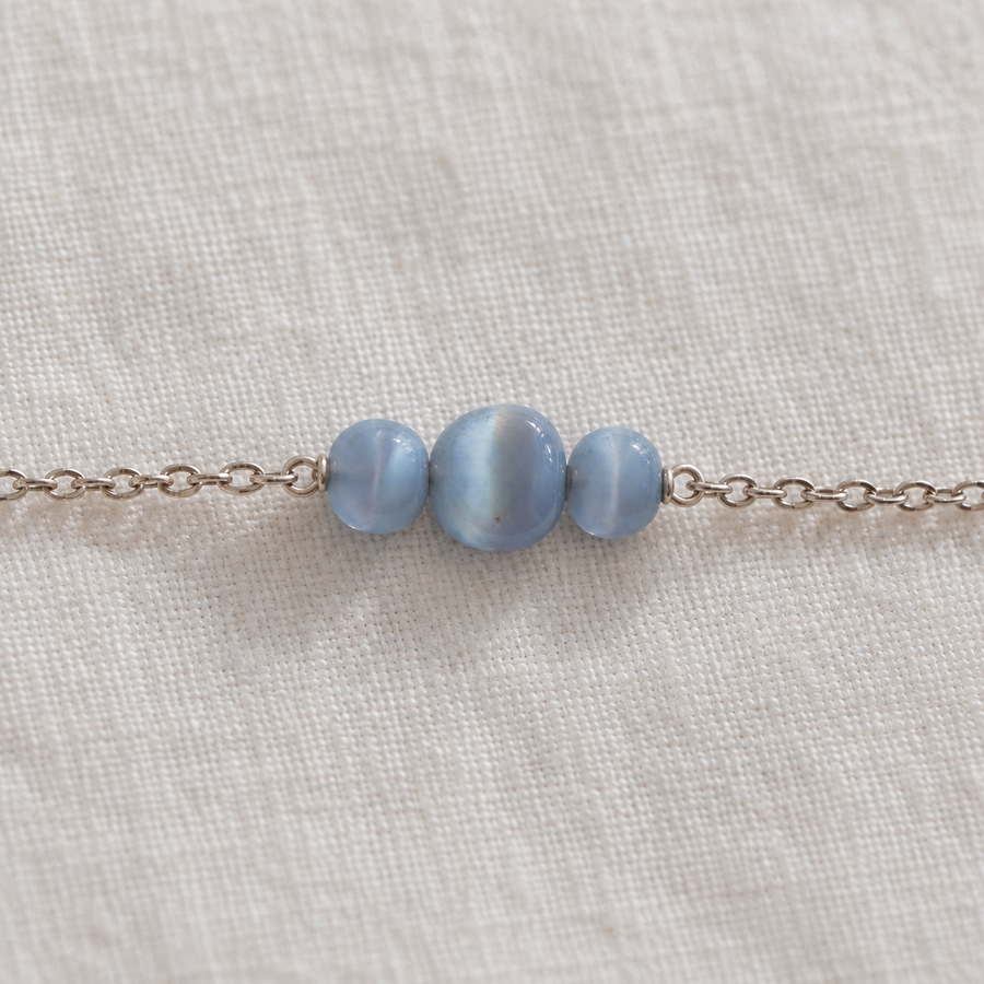 Blue Three-Bead Bracelet