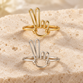 Peace Sign Wire Ring in gold-filled and sterling silver, shown together to compare material options; sold individually.